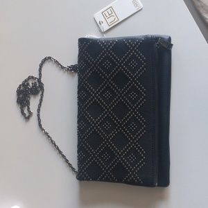 Urban expressions clutch/shoulder bag with metal accents